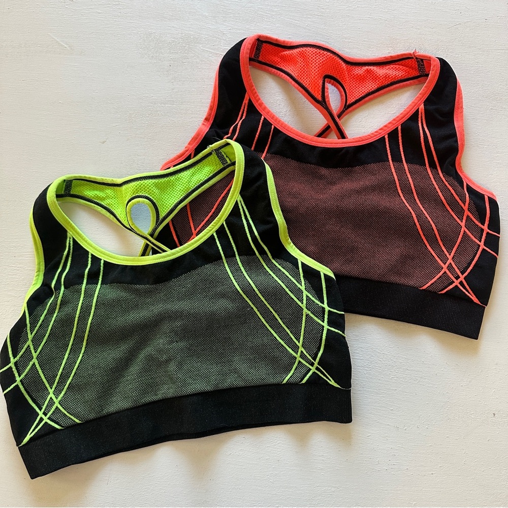 Women's Spirts Bra Bundle Black Neon Yellow and Orange Size XL